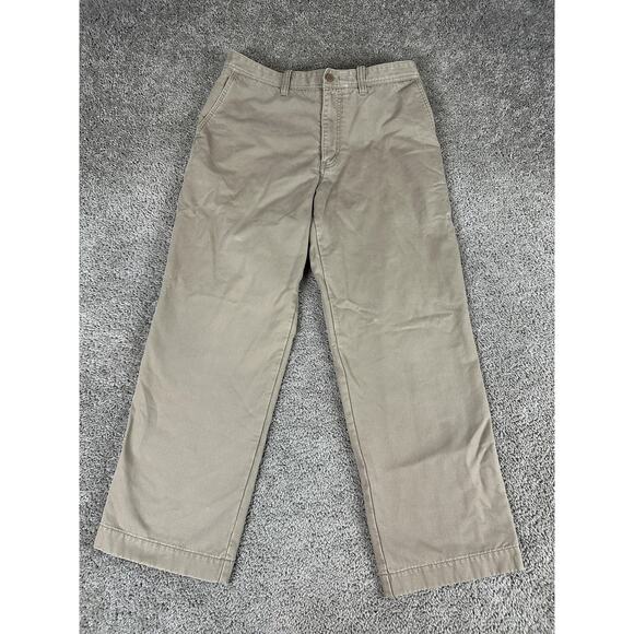 Eddie Bauer Pants Mens 35x32 Khaki Relaxed Fit Plaid Flannel Lined Cotton Chino - Picture 1 of 14